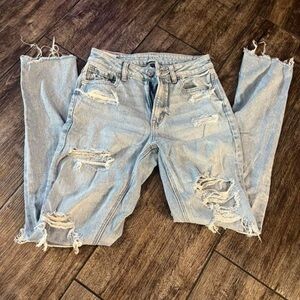 American Eagle Outfitters Light Blue High Rise Distressed Jeans